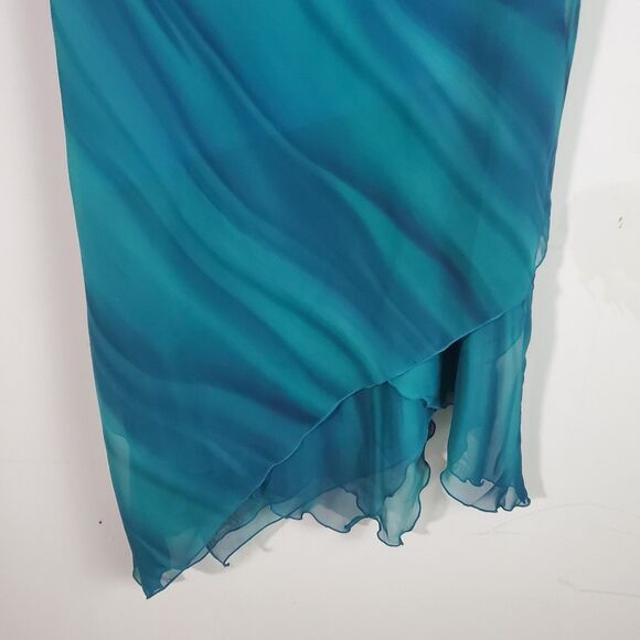 En Focus Women's Dress 16 Green Asymmetrical Vintage 90s Fairy Mermaid Elegant - Picture 3 of 14